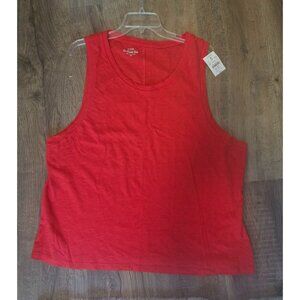 J. Crew Girlfriend Tank Red Sleeveless Cotton Tank Top 2X NEW